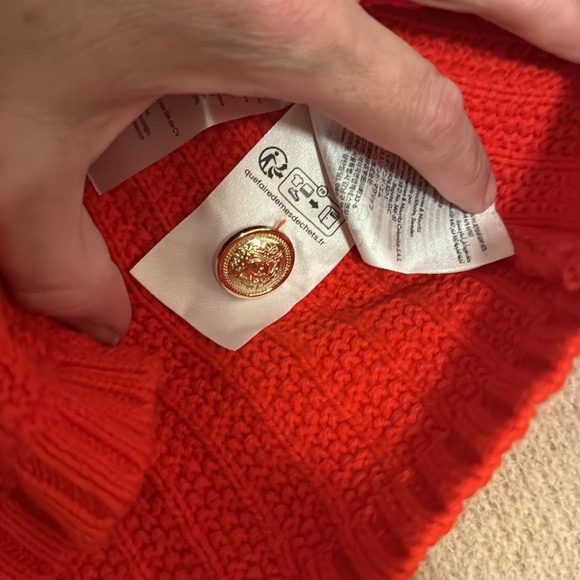 H&M textured SS Cardigan, Red, US sz L, women’s - Picture 4 of 5